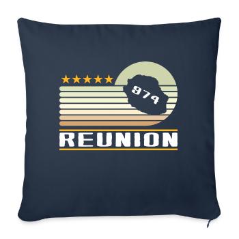 idee cadeau design carte ile de la reunion 974 - Housse de coussin décorative 45 x 45 cm - bleu marine - Devant