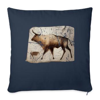 Aurochs image primitive de la grotte du bétail - Housse de coussin décorative 45 x 45 cm - bleu marine - Devant
