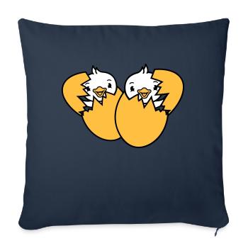 2 Birds Two Chicks Egg Hatch Born Eggshell - Sofa pillowcase 17,3'' x 17,3'' (45 x 45 cm) - navy - Front