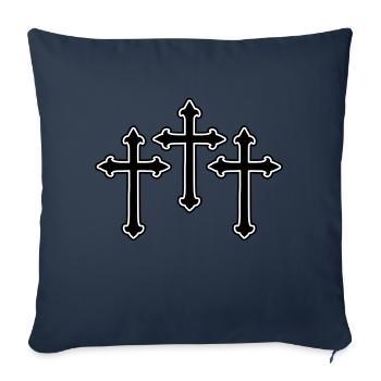 Croix Symbole Christianisme - Housse de coussin décorative 45 x 45 cm - bleu marine - Devant