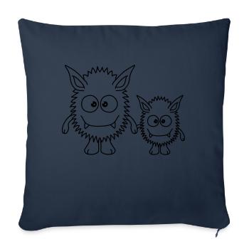 Monster Family - Housse de coussin décorative 45 x 45 cm - bleu marine - Devant