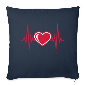 heartbeat pulse heart frequency symbol love love - Sofa pillowcase 17,3'' x 17,3'' (45 x 45 cm) - navy - Front
