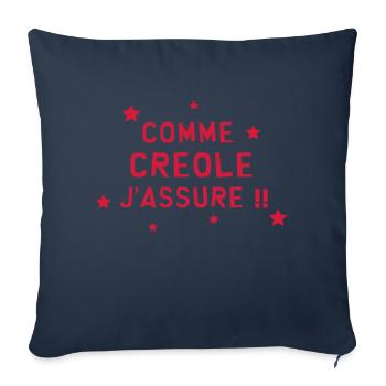 Créole / Antilles / Réunion / Maurice / 972 - Housse de coussin décorative 45 x 45 cm - bleu marine - Devant