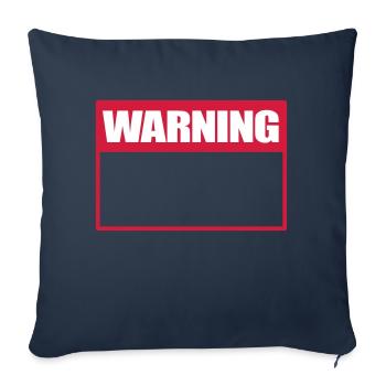 Panneau d’avertissement Panneau d’avertissement Avertissement - Housse de coussin décorative 45 x 45 cm - bleu marine - Devant