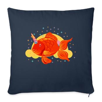 Goldfish unicorn - Sofa pillowcase 17,3'' x 17,3'' (45 x 45 cm) - navy - Front