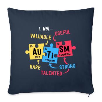 Autism Awareness Shirts Men Boys Periodic Table - Sofa pillowcase 17,3'' x 17,3'' (45 x 45 cm) - navy - Front