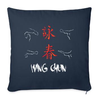Wingtsun Wing chun Symboles chinois - Housse de coussin décorative 45 x 45 cm - bleu marine - Devant
