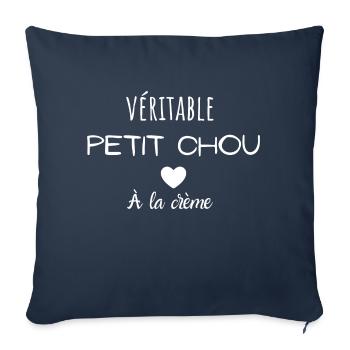 Véritable petit chou à la crème - Housse de coussin décorative 45 x 45 cm - bleu marine - Devant