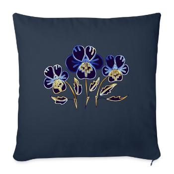 Flowers - Sofa pillowcase 17,3'' x 17,3'' (45 x 45 cm) - navy - Front