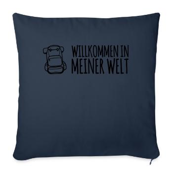 Bienvenue dans mon monde! Routard de voyage - Housse de coussin décorative 45 x 45 cm - bleu marine - Devant