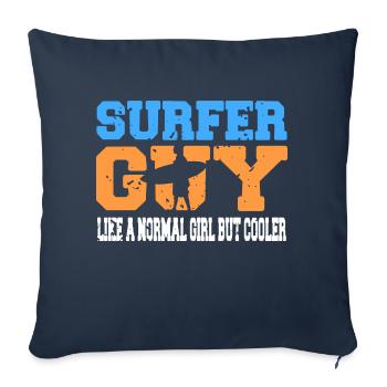 Surfeur guy comme un gars normal mais plus cool présent - Housse de coussin décorative 45 x 45 cm - bleu marine - Devant