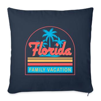 Vacances en famille en Floride - Housse de coussin décorative 45 x 45 cm - bleu marine - Devant