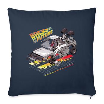 Retour Vers Le Futur Time Machine DeLorean - Housse de coussin décorative 45 x 45 cm - bleu marine - Devant