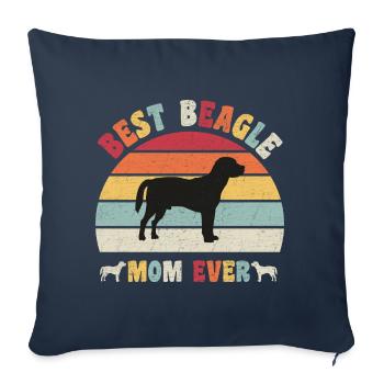 Meilleure maman Beagle jamais amateurs de chiens vintage rétro - Housse de coussin décorative 45 x 45 cm - bleu marine - Devant