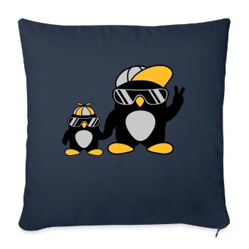 2 famille de pingouins cool - Housse de coussin décorative 45 x 45 cm - bleu marine - Devant