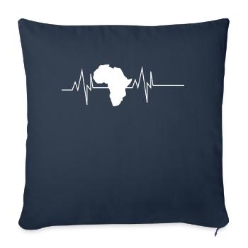 Carte Afrique Heartbeat - Housse de coussin décorative 45 x 45 cm - bleu marine - Devant