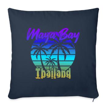 Vintage Maya Bay Thaïlande - Housse de coussin décorative 45 x 45 cm - bleu marine - Devant