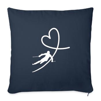 love skiing heart - Sofa pillowcase 17,3'' x 17,3'' (45 x 45 cm) - navy - Front