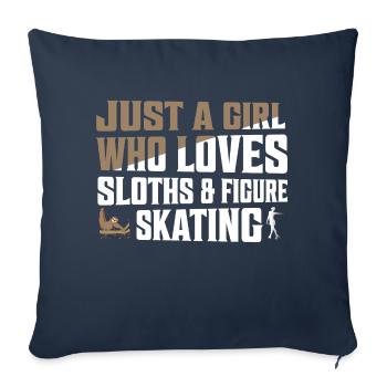 Juste une fille qui aime les paresseux et le patinage artistique sur glace - Housse de coussin décorative 45 x 45 cm - bleu marine - Devant