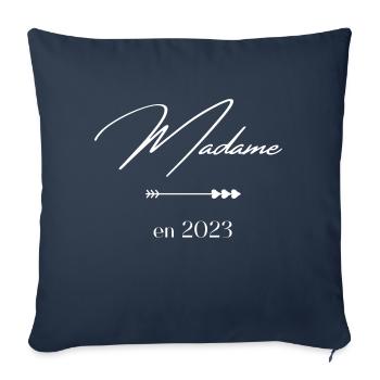 Madame en 2023 - Housse de coussin décorative 45 x 45 cm - bleu marine - Devant