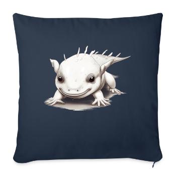 Animal enfant axolotl dans la couleur blanche - Housse de coussin décorative 45 x 45 cm - bleu marine - Devant