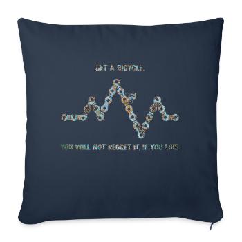 Obtenir un vélo - Housse de coussin décorative 45 x 45 cm - bleu marine - Devant