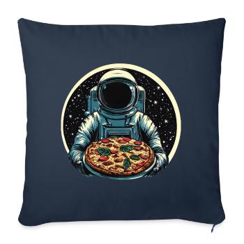 Astronaute avec un design d’espace de pizza salami - Housse de coussin décorative 45 x 45 cm - bleu marine - Devant
