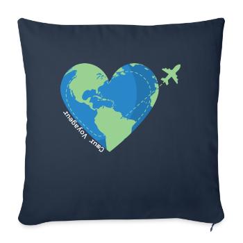 Heart traveler -travel addict - Sofa pillowcase 17,3'' x 17,3'' (45 x 45 cm) - navy - Front