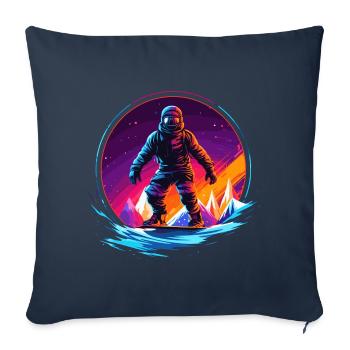 Snowboard ou ski puis après-ski - Housse de coussin décorative 45 x 45 cm - bleu marine - Devant
