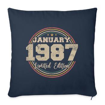 Les légendes sont nées en janvier 1987 - Housse de coussin décorative 45 x 45 cm - bleu marine - Devant