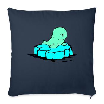 Phoque banquise - Housse de coussin décorative 45 x 45 cm - bleu marine - Devant
