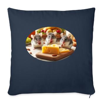 Cute Realistic Mice with Cheese - Sofa pillowcase 17,3'' x 17,3'' (45 x 45 cm) - navy - Front