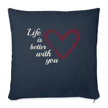 Liebe Hund Katze - Sofakissenbezug 45 x 45 cm - Navy - Vorne