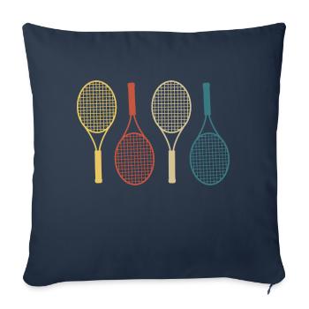 raquette tennis rétro vintage - Housse de coussin décorative 45 x 45 cm - bleu marine - Devant