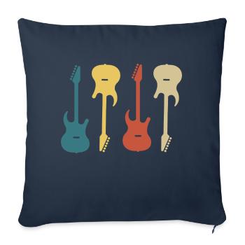 guitare rétro vintage - Housse de coussin décorative 45 x 45 cm - bleu marine - Devant