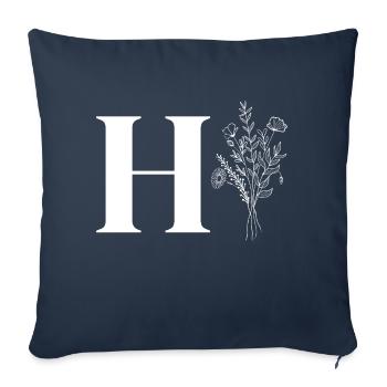 Minimalistische Blumen - Sofakissenbezug 45 x 45 cm - Navy - Vorne