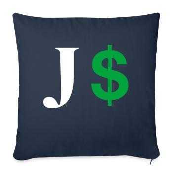Lettre j dollar - Housse de coussin décorative 45 x 45 cm - bleu marine - Devant
