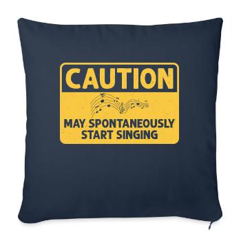 Attention peut spontanément commencer à chanter Chanteur Kar - Housse de coussin décorative 45 x 45 cm - bleu marine - Devant