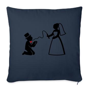 Jeunes mariés Couple marié Whip Mariage - Housse de coussin décorative 45 x 45 cm - bleu marine - Devant