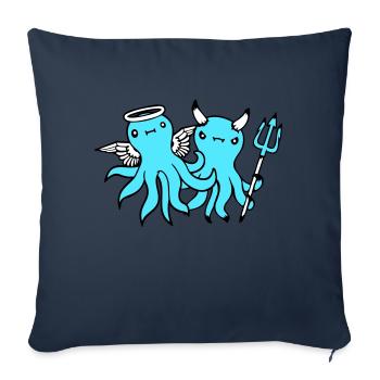 2 Oktopus Teufel Engel Himmel Hölle Team Freunde - Sofakissenbezug 45 x 45 cm - Navy - Vorne