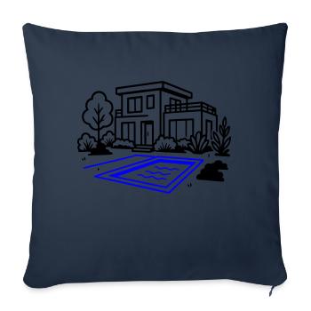 Maison Villa Construction de maison - Housse de coussin décorative 45 x 45 cm - bleu marine - Devant
