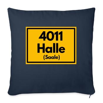 Place sign - then retro old zip code 4011 HALLE - Sofa pillowcase 17,3'' x 17,3'' (45 x 45 cm) - navy - Front