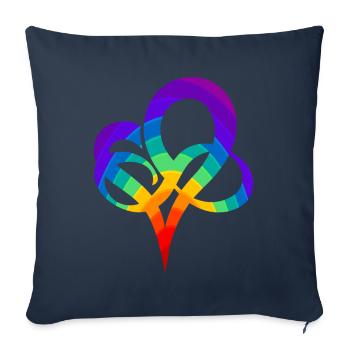 Coeur arc-en-ciel - Housse de coussin décorative 45 x 45 cm - bleu marine - Devant