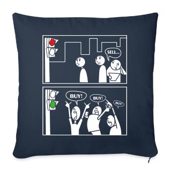 Actions boursières bourse de négociation trading trader day trader - Housse de coussin décorative 45 x 45 cm - bleu marine - Devant