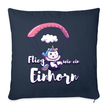 Flieg wie ein Einhorn Gleitschirm - Sofakissenbezug 45 x 45 cm - Navy - Vorne