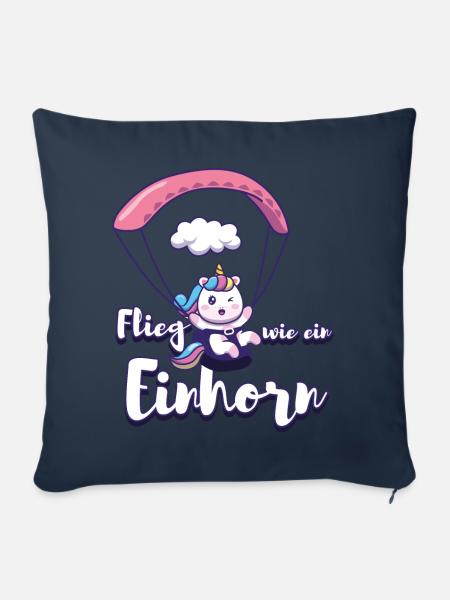 Flieg wie ein Einhorn Gleitschirm - Sofakissenbezug 45 x 45 cm - Navy