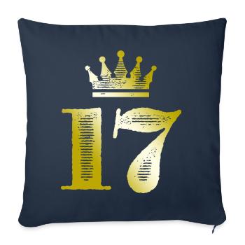 17 Chiffre Couronne Or - Housse de coussin décorative 45 x 45 cm - bleu marine - Devant