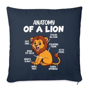 Anatomie d’un lion - Housse de coussin décorative 45 x 45 cm - bleu marine - Devant