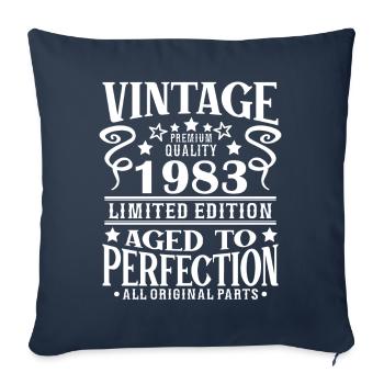Rétro Millésime 1983 Anniversaire 40 ans Né en 1983 - Housse de coussin décorative 45 x 45 cm - bleu marine - Devant
