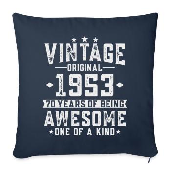 70 ans 70 ans millésime 1953 - Housse de coussin décorative 45 x 45 cm - bleu marine - Devant